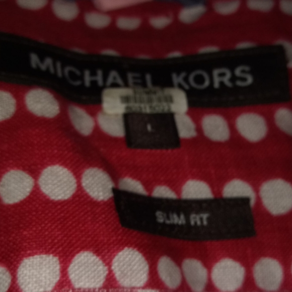 MICHAEL KORS SLIM FIT POKA DOT  LINEN SHIRT - Picture 8 of 10